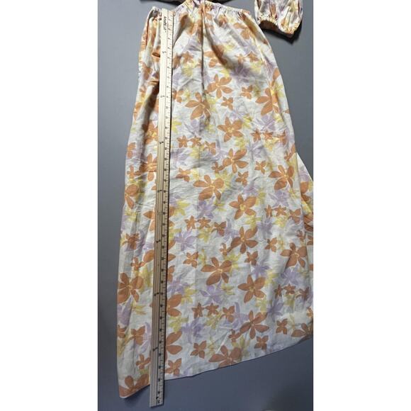 Quiksilver Kara Floral Cut Out Dress Womens Small Off White Puff Sleeve Linen - Picture 13 of 15